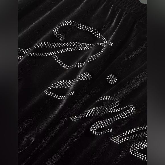 Victoria Secret Pink Bling Velour Shine Full-zip Crop Hoodie & Wide-leg Pants - Picture 6 of 8